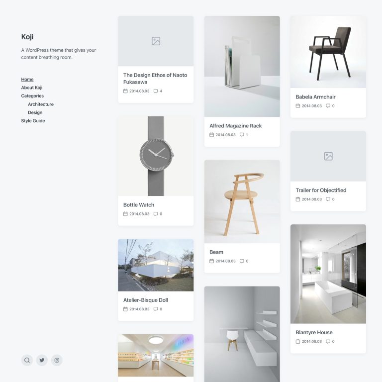 Koji – 简洁的 WordPress 网格视图文章主题