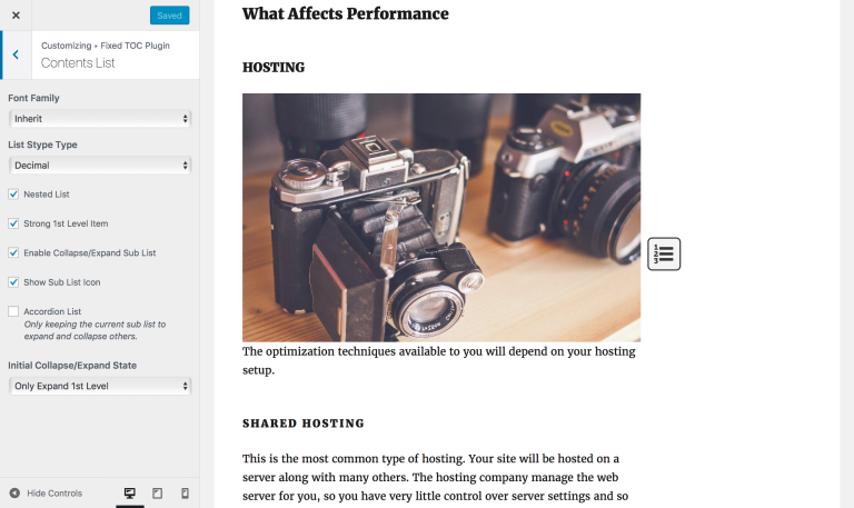 Fixed TOC – WordPress TOC 内容目录 (Table Of Content) 插件 6 Fixed TOC