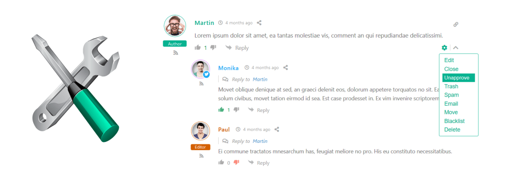 wpDiscuz Front-end Moderation