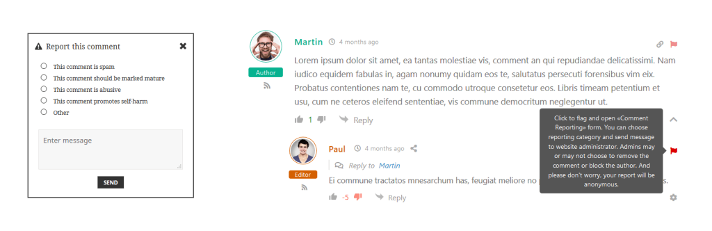 wpDiscuz Report and Flagging