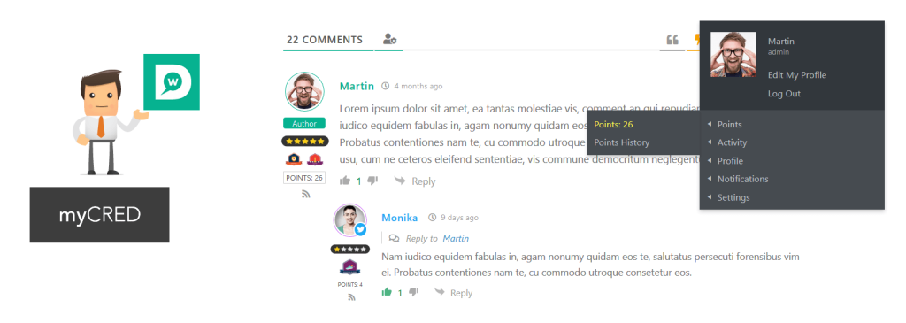 wpDiscuz myCRED Integration