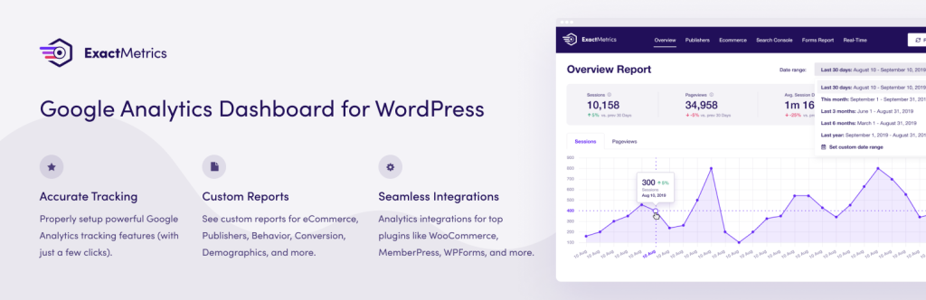 ExactMetrics - WordPress 的 Google Analytics 仪表盘(网站统计插件) 1 ExactMetrics