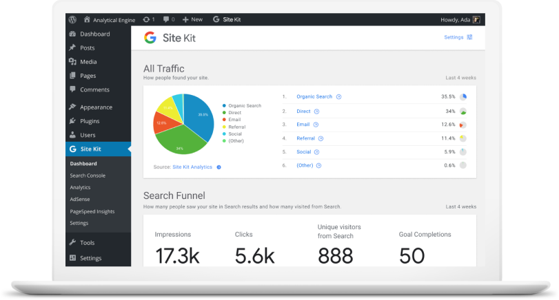 Site Kit by Google – 分析, 搜索控制台, AdSense, 速度 2 Site Kit by Google